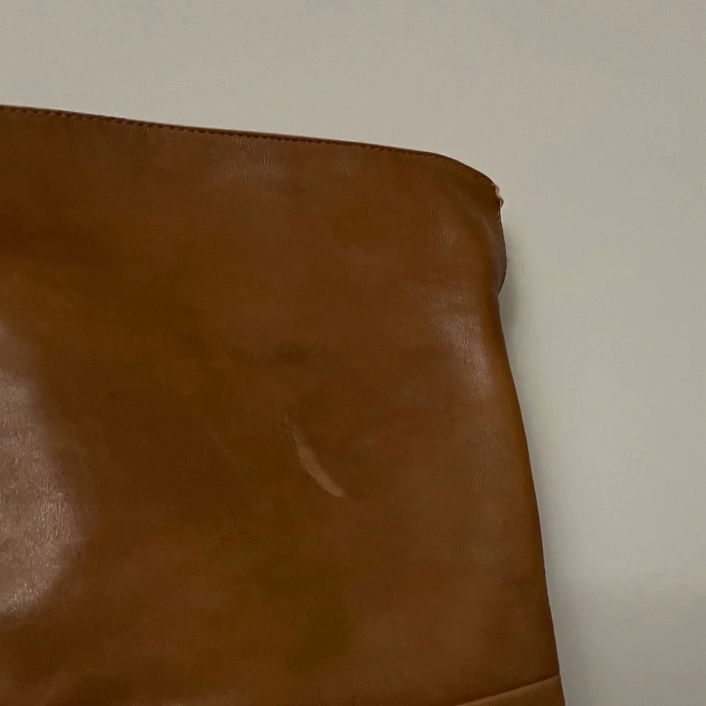 Aldo Tan Brown Over the Knee Leather Boots Almond Toe Chic Casual Festival